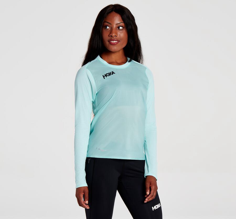 Hoka One One Wind - Women Tops - Blue,Australia DIS-672150